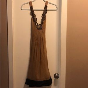 Tan 100% silk summer dress